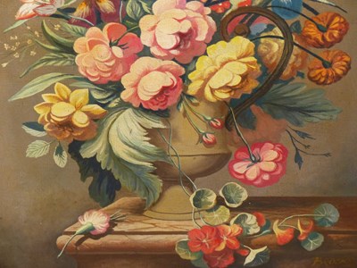 Lot 155 - Brooks. (20th-century). Floral still life in...