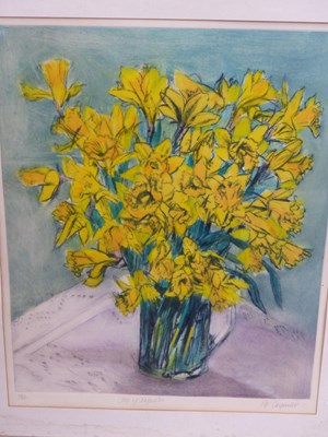Lot 160 - Pip Carpenter. Jug of daffodils. Pencil signed...