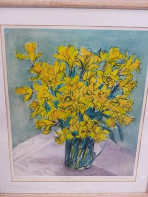 Lot 160 - Pip Carpenter. Jug of daffodils. Pencil signed...