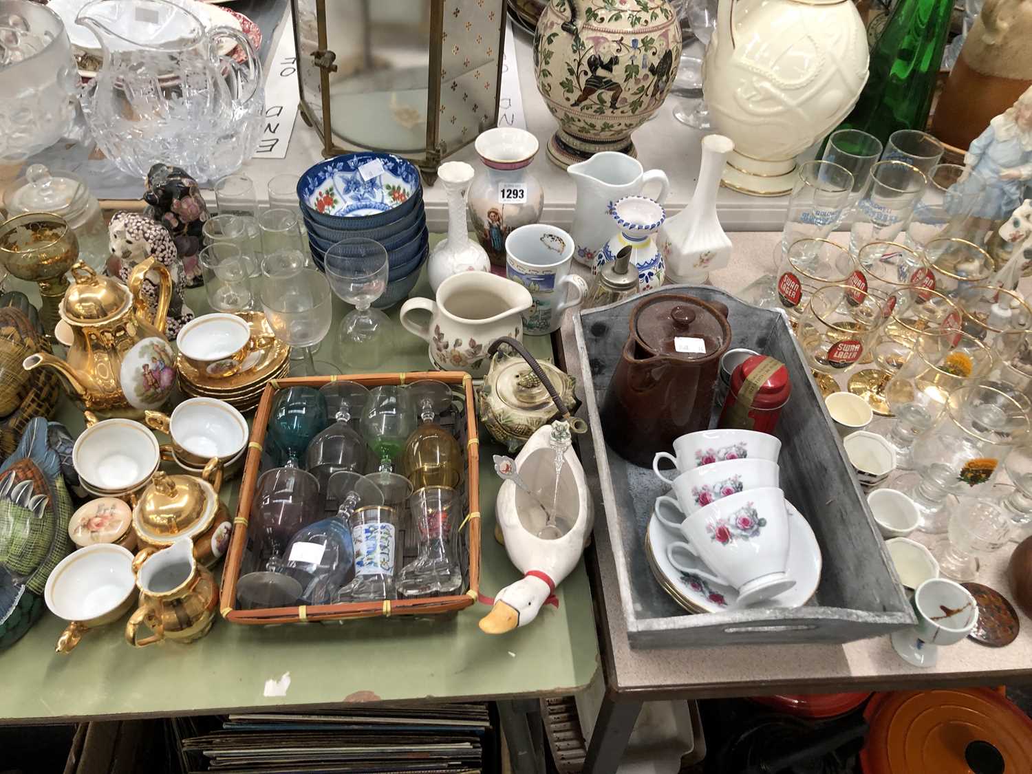 Lot 1293 - Drink miniatures, drinking glass, duck and...