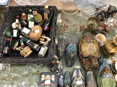 Lot 1293 - Drink miniatures, drinking glass, duck and...
