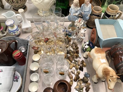 Lot 1293 - Drink miniatures, drinking glass, duck and...