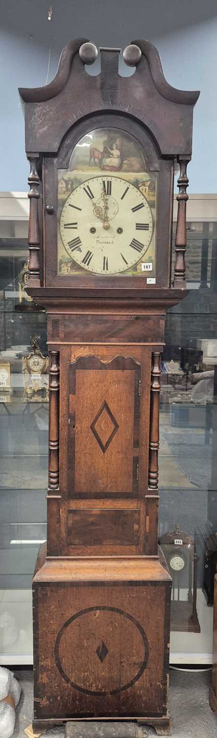 Lot 187 - A Victorian oak & inlaid cased longcase/....