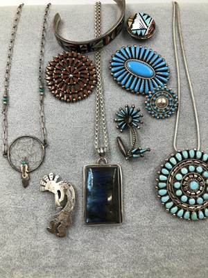 Lot 295 - A collection of mostly Native American silver...