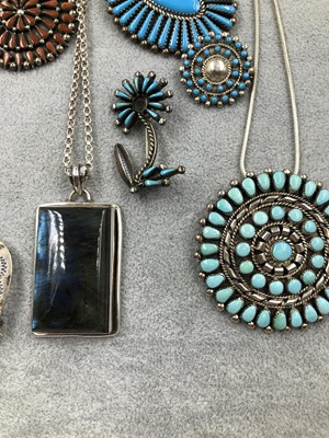 Lot 295 - A collection of mostly Native American silver...