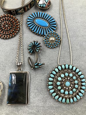 Lot 295 - A collection of mostly Native American silver...