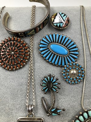 Lot 295 - A collection of mostly Native American silver...