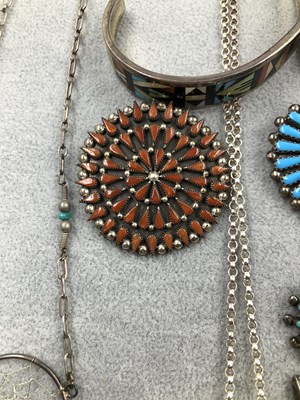 Lot 295 - A collection of mostly Native American silver...