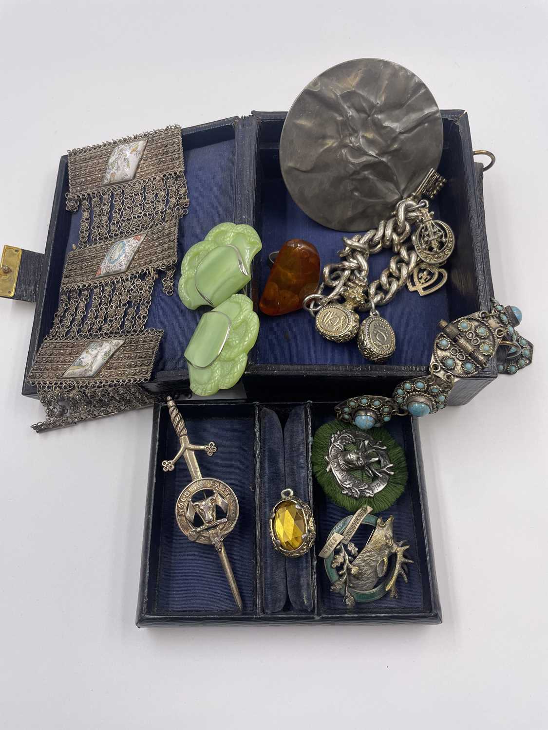 Lot 329 - A vintage Eastern panal bracelet, signed to...
