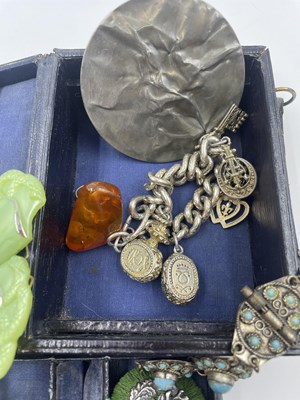 Lot 329 - A vintage Eastern panal bracelet, signed to...