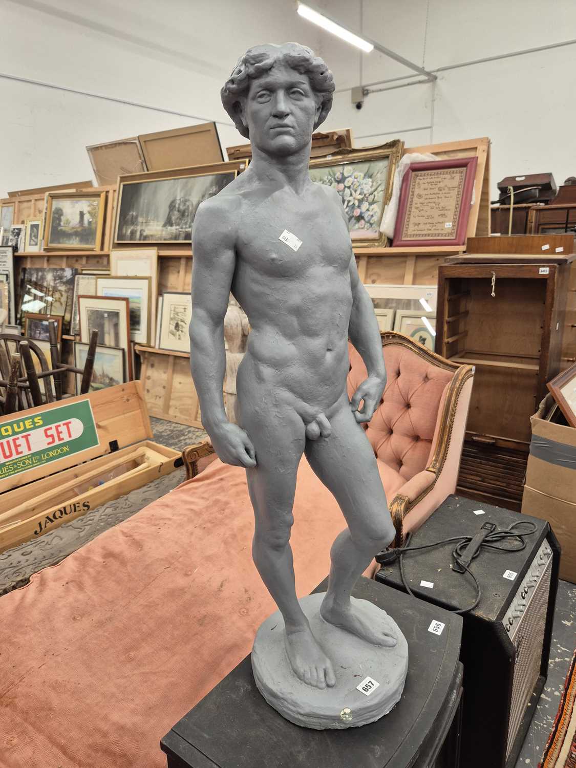 Lot 657 - A large sculpture of David after the antique.