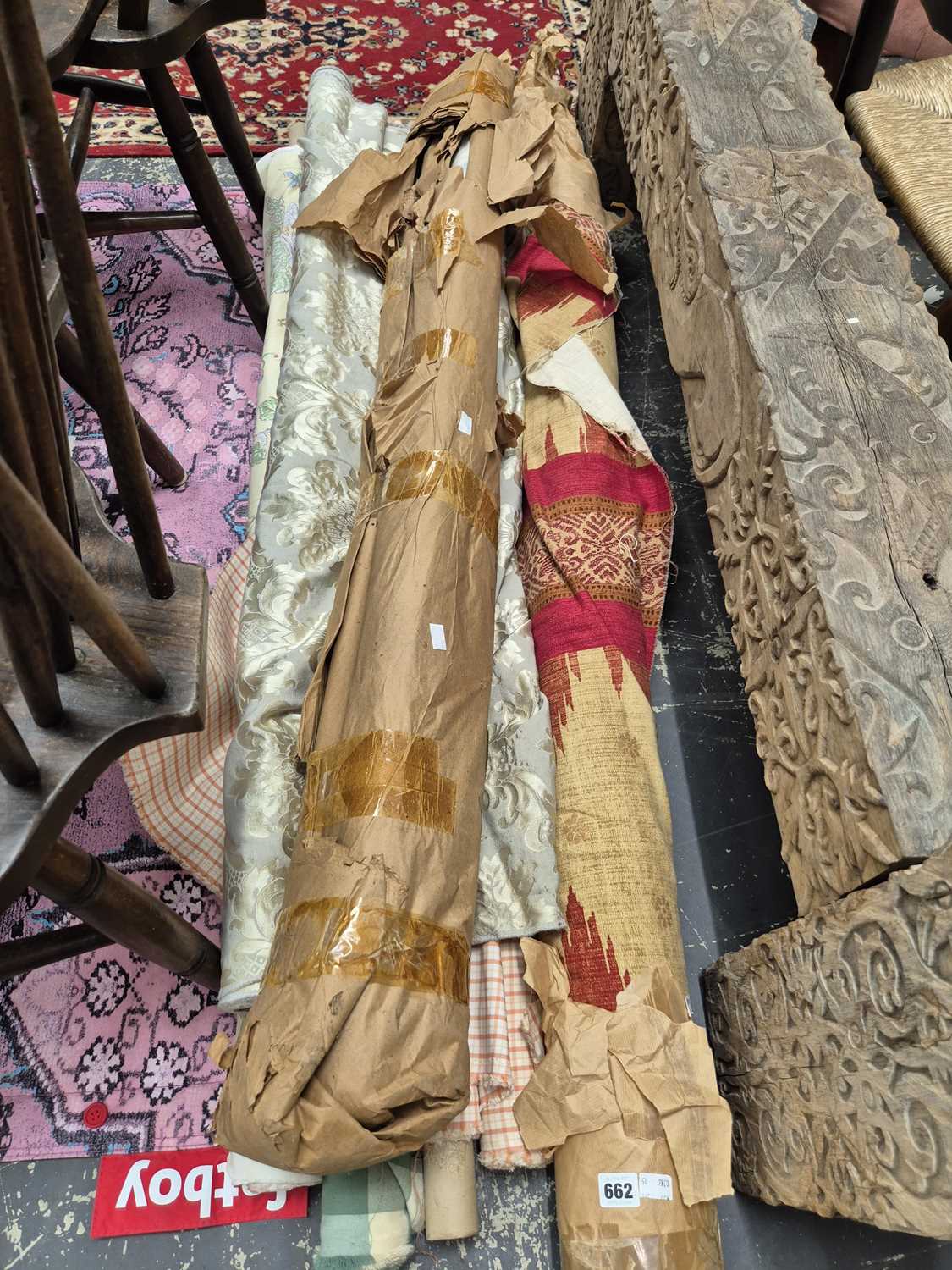 Lot 662 - various part rolls of upholstery fabric.