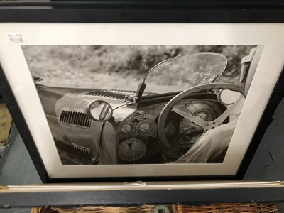 Lot 1500 - Two framed Bugatti photographs together with a...