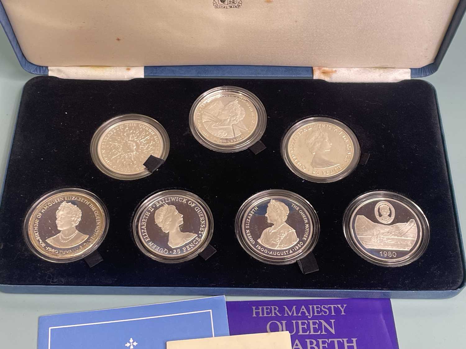 Lot 378 - Seven proof and cased silver commemorative coins.