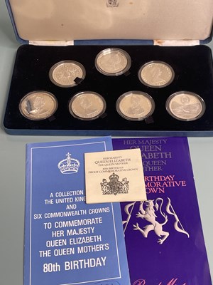 Lot 378 - Seven proof and cased silver commemorative coins.