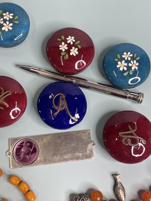 Lot 389 - Four strands of various prayer beads, seven...