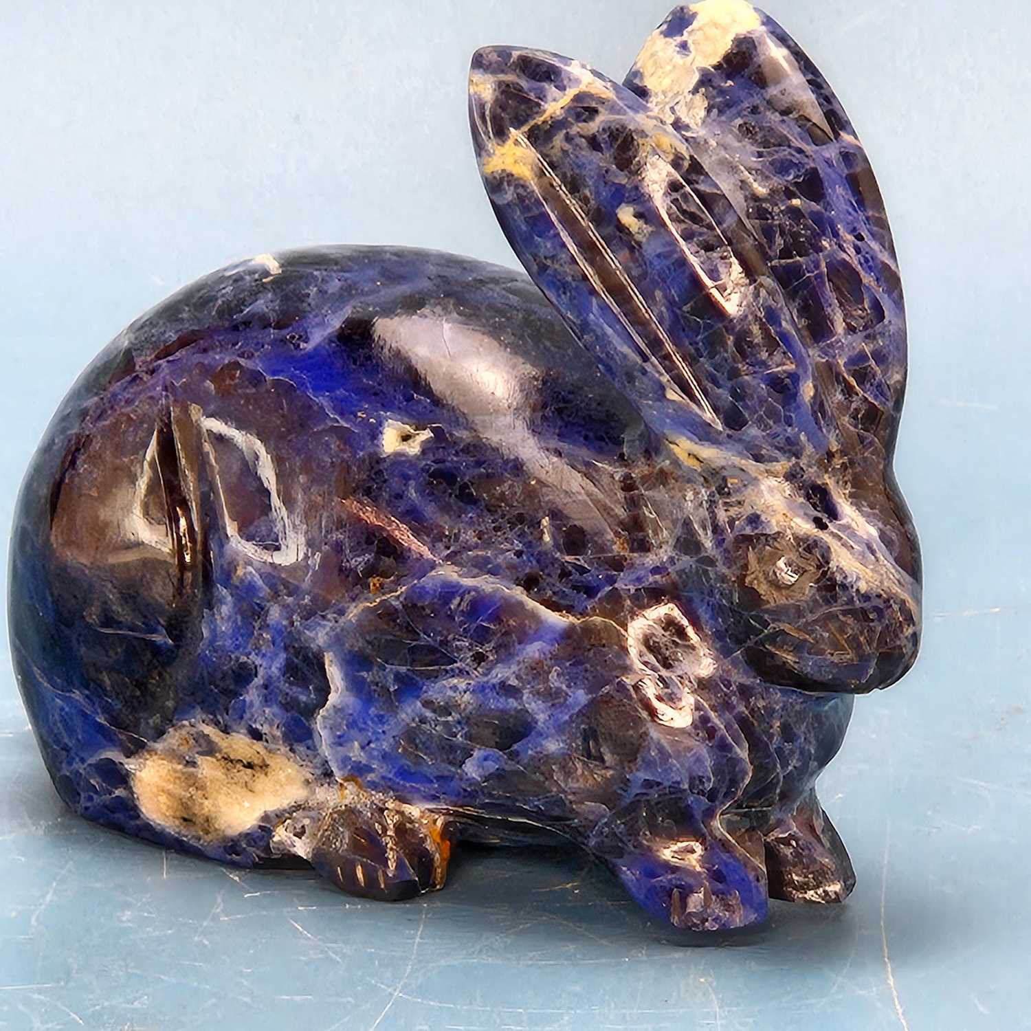 Lot 359 - A Chinese lapis matrix or azurite carving of a...