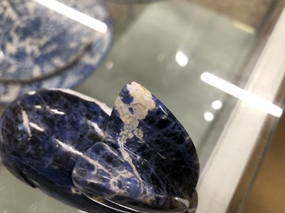 Lot 359 - A Chinese lapis matrix or azurite carving of a...