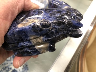 Lot 359 - A Chinese lapis matrix or azurite carving of a...