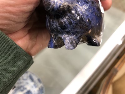 Lot 359 - A Chinese lapis matrix or azurite carving of a...