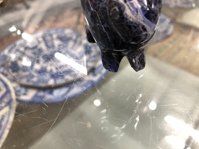 Lot 359 - A Chinese lapis matrix or azurite carving of a...