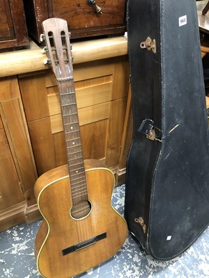 Lot 960 - A vintage acoustic guitar and case.