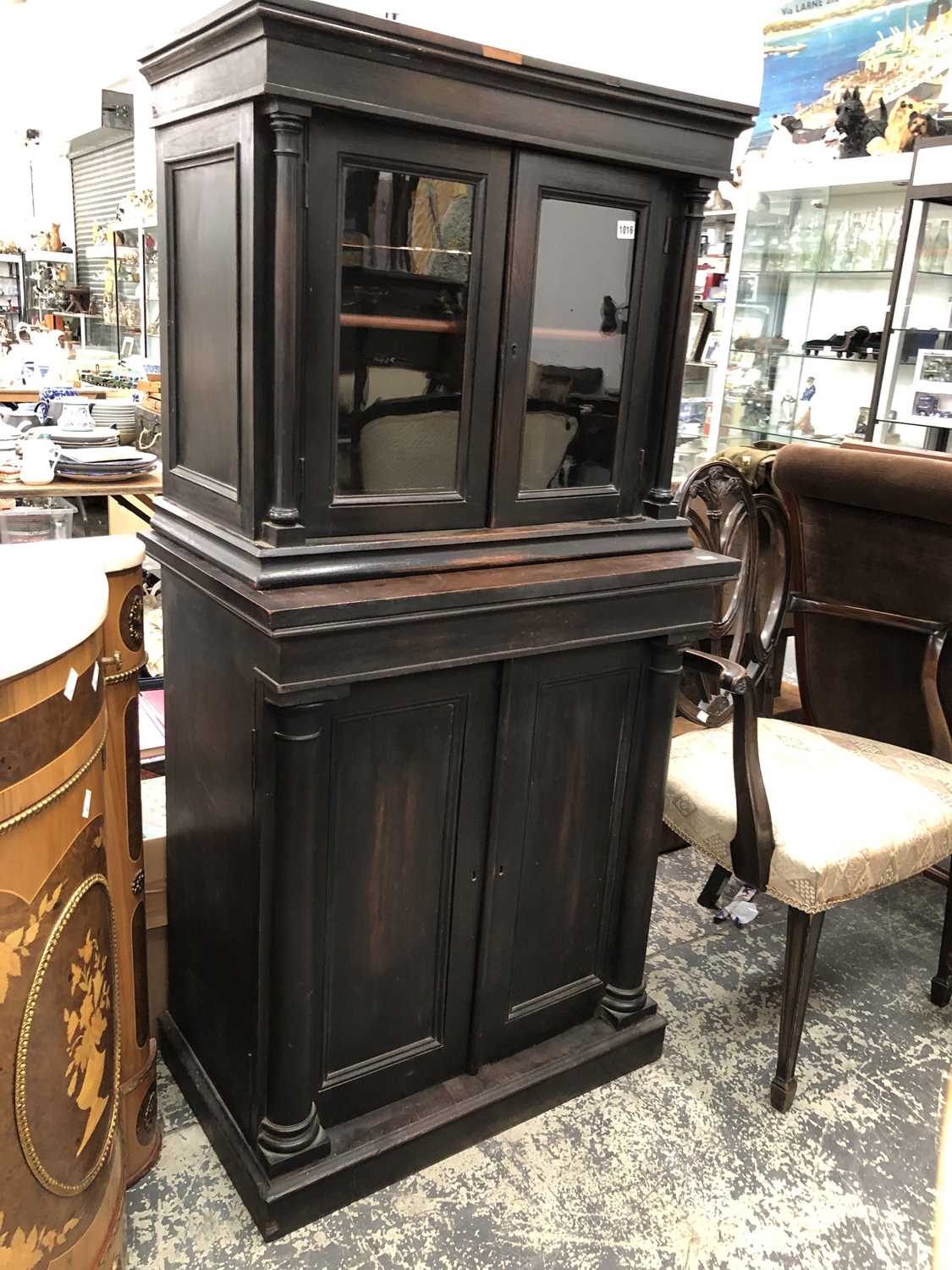 Lot 1016 - A 19th-century glazed cabinet. W 74 D 44.5 H...