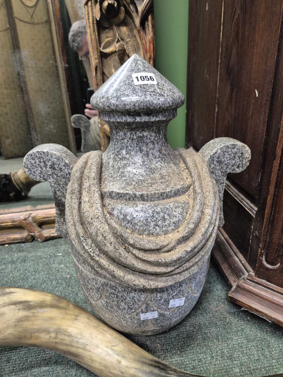Lot 1056 - A carved marble swagged urn. H 53 W 37 D 30cms...