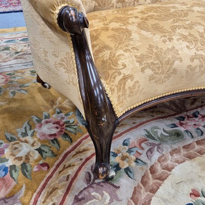 Lot 428 - A mahogany show frame twin button backed...