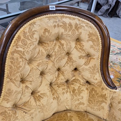 Lot 428 - A mahogany show frame twin button backed...