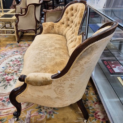 Lot 428 - A mahogany show frame twin button backed...