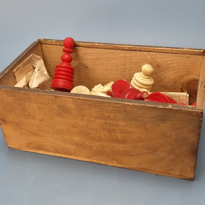 Lot 452 - A mahogany boxed ebony and blond wood Staunton...