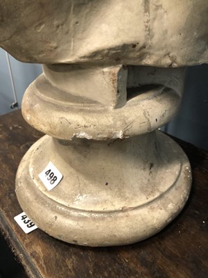 Lot 498 - A plaster bust of Augustus Caeser on a socle...