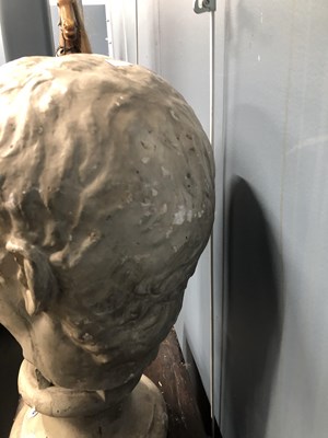 Lot 498 - A plaster bust of Augustus Caeser on a socle...