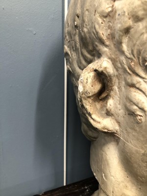 Lot 498 - A plaster bust of Augustus Caeser on a socle...