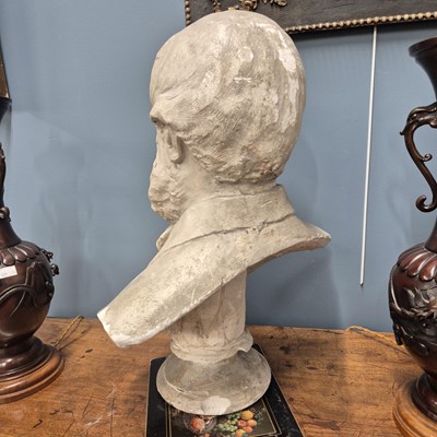 Lot 504 - A plaster portrait bust of a Victorian bearded...