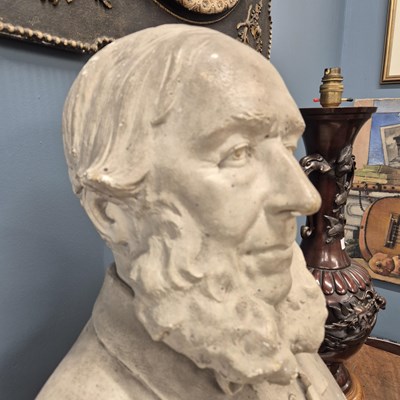 Lot 504 - A plaster portrait bust of a Victorian bearded...