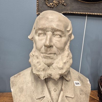 Lot 504 - A plaster portrait bust of a Victorian bearded...
