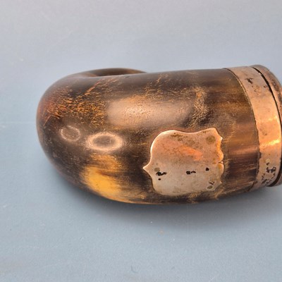 Lot 558 - A 19th century horn snuff mull, with silver...