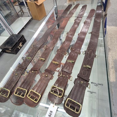Lot 575 - Five various Sam Browne leather belts with...