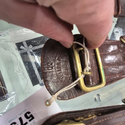 Lot 575 - Five various Sam Browne leather belts with...
