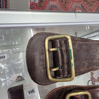 Lot 575 - Five various Sam Browne leather belts with...