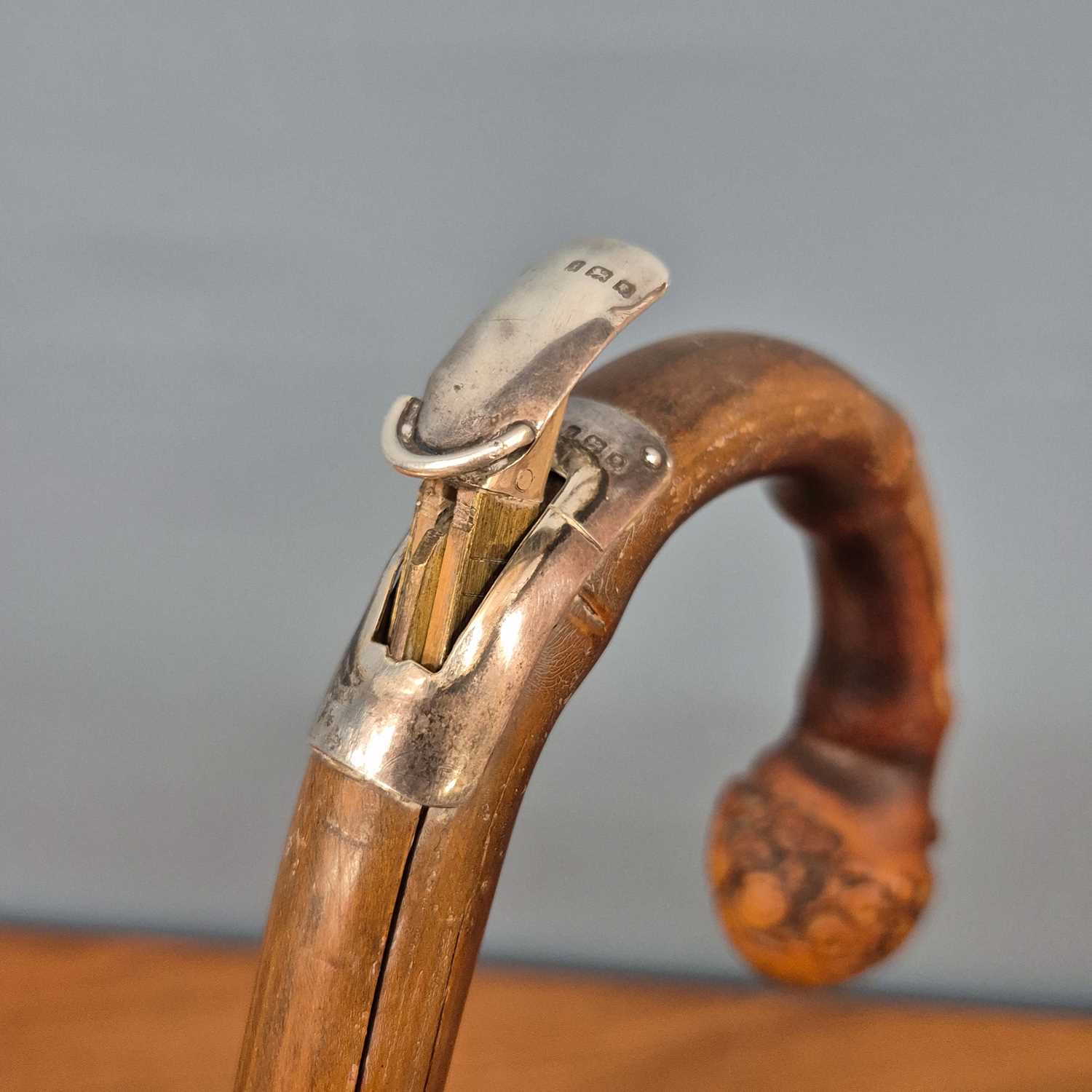 Lot 578 - A silver mounted bamboo walking stick...
