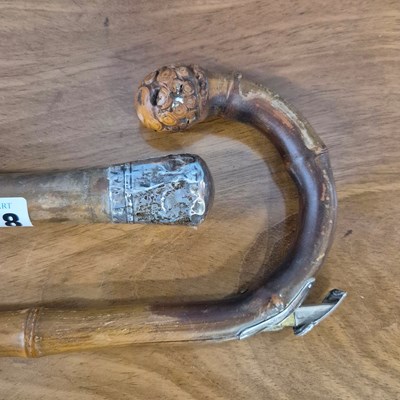 Lot 578 - A silver mounted bamboo walking stick...
