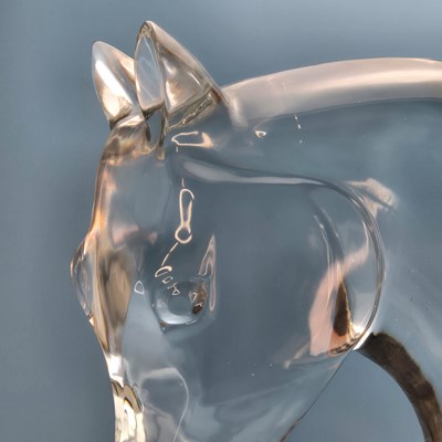 Lot 595 - A Lalique clear glass head of a horse, incised...