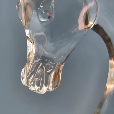 Lot 595 - A Lalique clear glass head of a horse, incised...