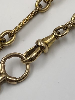 Lot 539 - An antique 15-carat gold watch Albert chain...