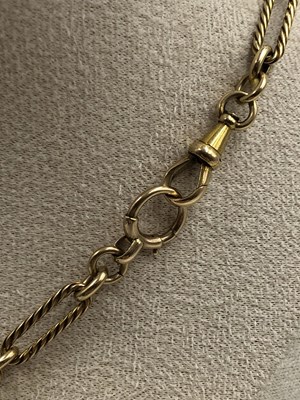 Lot 539 - An antique 15-carat gold watch Albert chain...