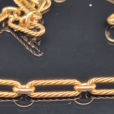 Lot 539 - An antique 15-carat gold watch Albert chain...