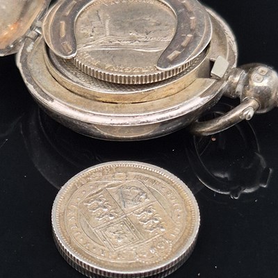 Lot 535 - An antique hallmarked silver sovereign case...